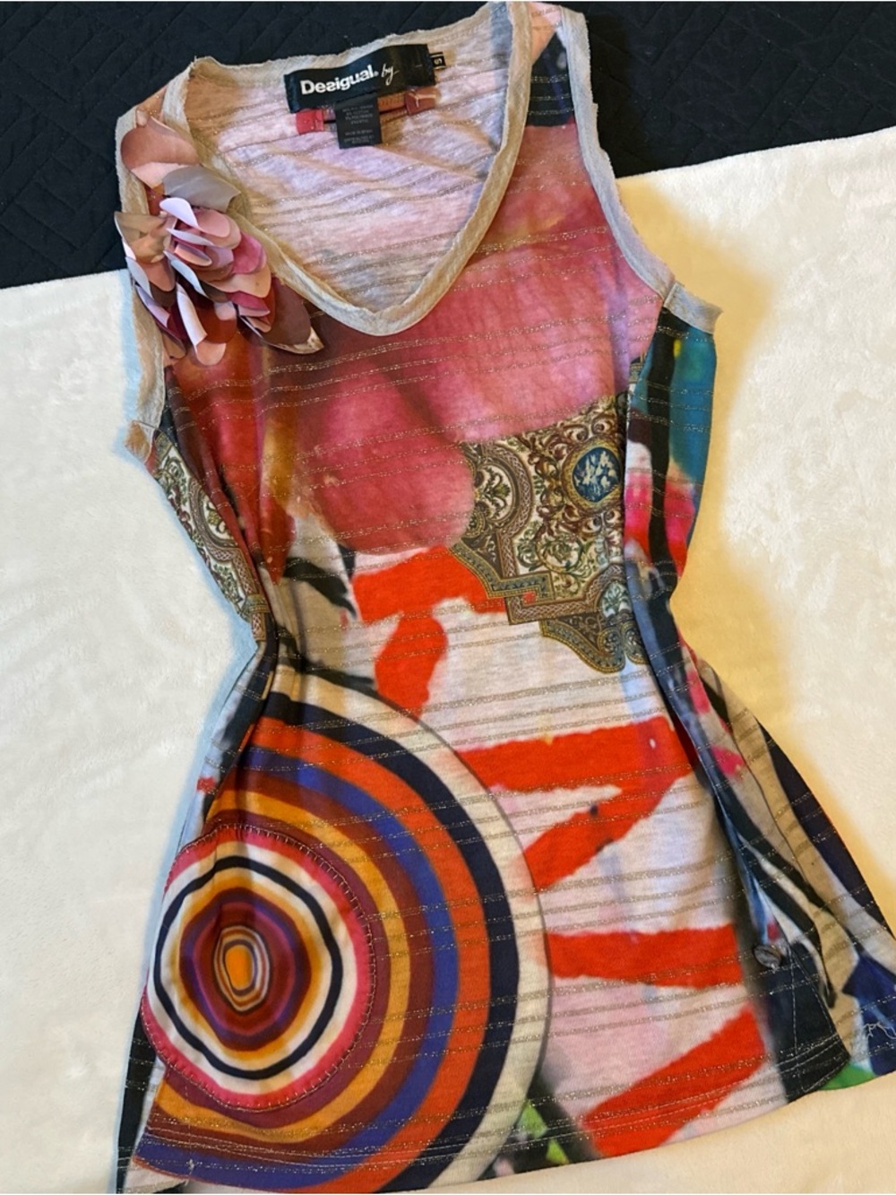 Desigual Pink Orange Blue Multicolor Sleeveless Mini Dress
